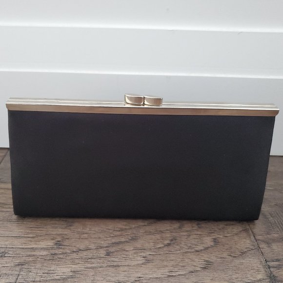Satin Evening Shoulder Bag Clutch Black Colour - Picture 3 of 9